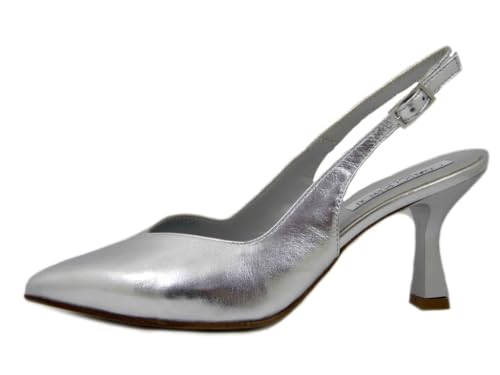 Escarpins slingback E5TA70 en cuir argenté de qualité supérieure