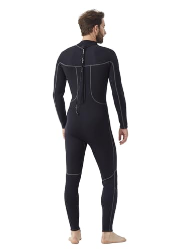 Image of Hevto Men Wetsuit 3 /2mm Neoprene Back Zipper for Surfing Diving | 16 Size Options with Regular Short and Tall Fits Wet Suit in Cold Water for Swimming Snorkeling Kayaking and SUP