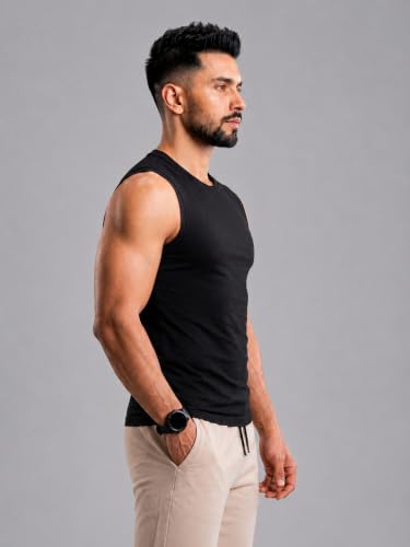 Image of CHKOKKO Gym Sleeveless T Shirt for Men Workout Compression Tanktop Sando Cut Sleeves Tees Gym Vest for Man Athletic Dry Fit for Sports Fitness & Exercise