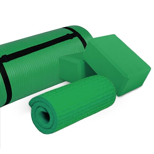Image of BalanceFrom GoCloud All-Purpose 1-Inch Extra Thick High Density Anti-Tear Exercise Yoga Mat with Carrying Strap