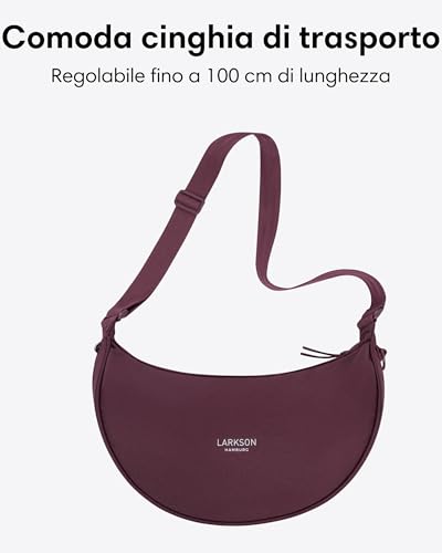 Larkson Borsa A Tracolla Donna Rosso - Solveig Medium - Borsetta Mezzaluna - Borse A Spalla Piccola Elegante E Casual - Regolabile Marsupio Alla Moda - Impermeabile - 4