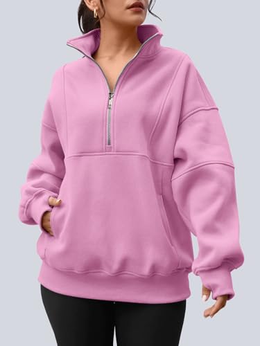 Image of AUTOMET Women's Quarter Zip Oversized Sweatshirt Fleece Mock Neck Pullover