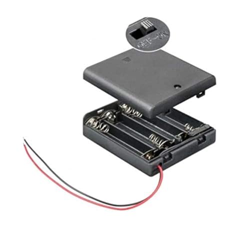 PerfectHD Batteriehalter - AA Batteriefach - 4X AA Mignon - mit EIN- und Ausschalter - 1 Stück - schwarz
