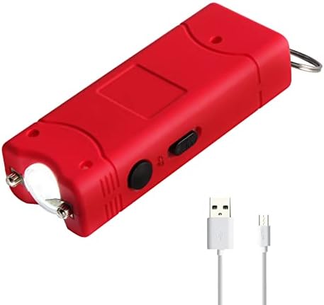 Magicutlery Mini Stungun Flashlight Less Lethal Tazor Keychain for Women and Men Like Taxer Kit Stun Baton Fun Stick USB Recharge ShipFreeGlobal (RED)