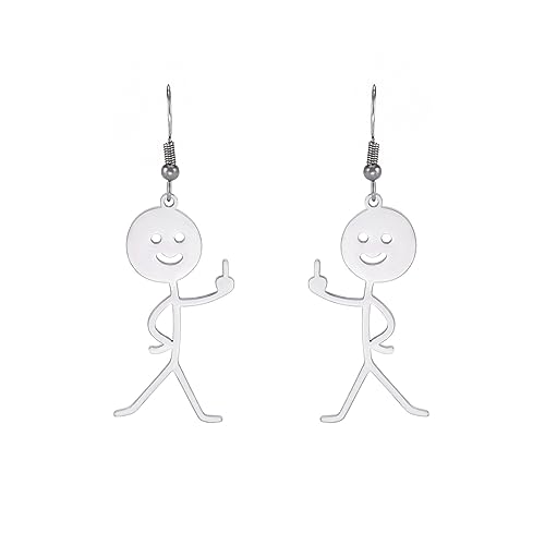 Drôle Smiley Doigt Du Milieu Graffiti Dangle Boucles D'oreilles Personnalisé Cool Gestes Collier Punk Créative Unique À La Main Déclaration Amitié Bijoux...