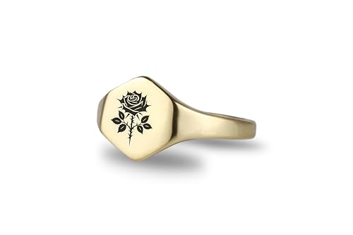 Bague Fleurie rose gravée et anneau personnalisé de style bohème