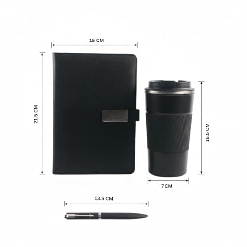 Image of Personalised 3 in 1 Corporate Gift Set which Includes Diary,Coffee Mug, Metal Pen Gift Set for, Employee of The Month, Corporate Gift for Clients,Diwali Gifts(Black)