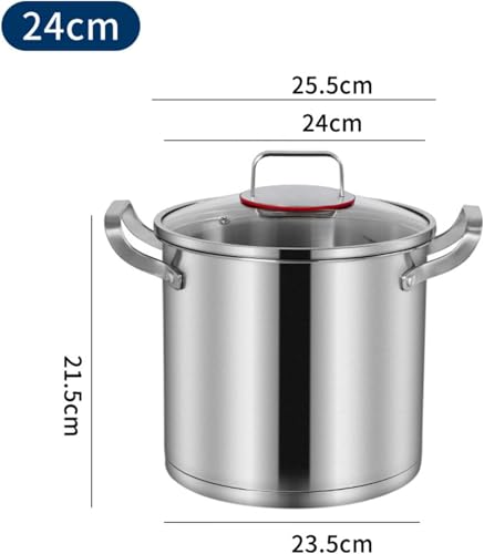 Grande marmite en acier inoxydable 304 avec couvercle – Ustensiles de cuisine de qualité professionnelle pour la maison et le restaurant, idéale pour les soupes, les ragoûts et la préparatio
