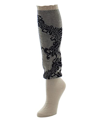 Natori Women's Feather Lace Wool-Blend Knee Socks Oatmeal 9-11 #TOP2