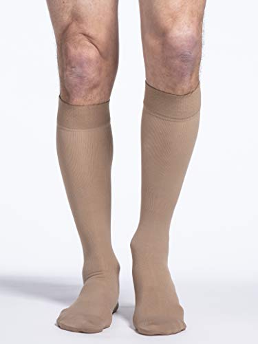Image of SIGVARIS Men's Essential Cotton 230 Closed Toe Calf-High Socks 30-40mmHg