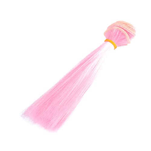 SEWACC DIY Doll Wig Straight Hair Wefts 15cm Heat Resistant Hair Extensions 5 Pcs Set Straight Wig for Dolls Easy to Wear Stay in Place