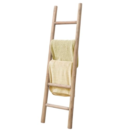 Wooden Blanket Ladder Natural & Motley Wood - Leaning Wall Decor for Bedroom, Bathroom, Living Room...