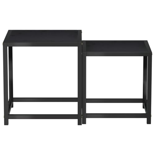Table d'appoint lot de 2 en MDF noir pour salon et bureau