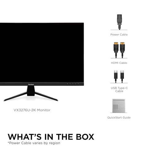 Image of ViewSonic VX3267U-2K 32 Inch 1440p Monitor, IPS Display with 65W USB-C and HDR10 for Ultimate Home Entertainment, Eye Care Technology, Ultra-Thin Bezels, HDMI, and DisplayPort Inputs