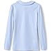 Lands' End Uniform Girls Long Sleeve Plain Knit Peter Pan Polo Blue Kids Small