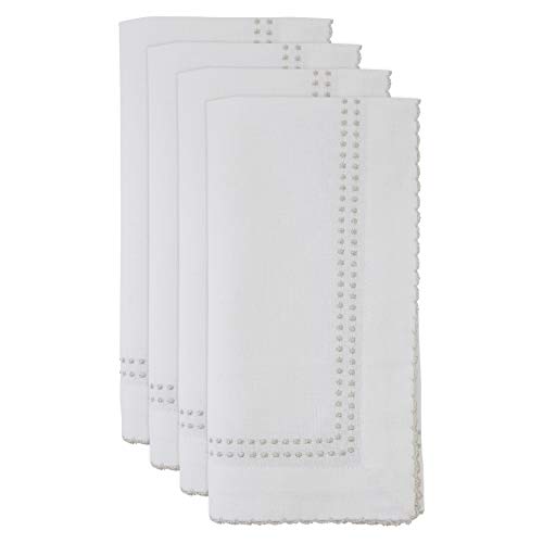 Servilletas de Tela Cuadradas Bordadas Plateadas, 4 Pzas miniatura 3