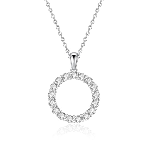 Round Cut Moissanite Pendant Necklace For Women 18 k White Gold 925 Sterling Silver Simplified Design Necklace