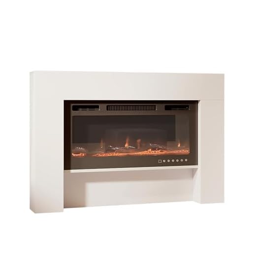 MB Muebles Bonitos, Mueble con Chimenea eléctrica Decorativa Candela para Salón Moderno, Estufa de Bajo Consumo, 1000/2000W, Efecto de Llama Realista con LED, Lacado en Blanco, 127,4x86,6x21 cm