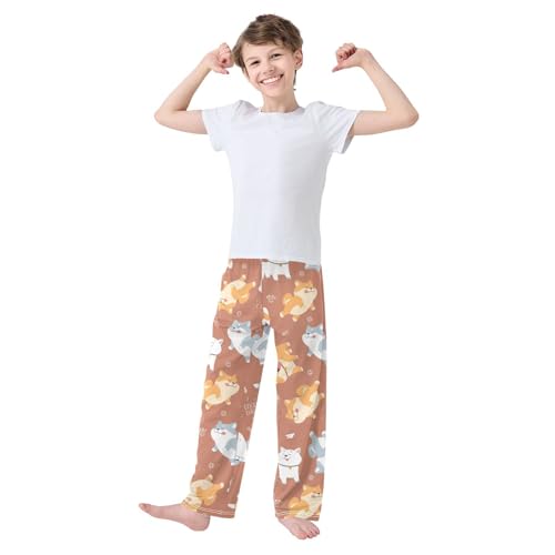 Boys' Pants Funny Dog Brown Long Bottoms Jogger Pants Elastic Waist Trousers with Pockets S-XL2