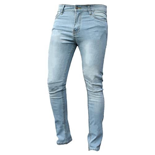 Men's Slim Fit Stretch Skinny Jeans Casual Comfy Denim Pencil Pants Stylish Washed Tapered Leg Jean Trousers (Light Blue,XX-Large)