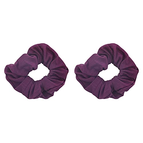 Motique Accessories Solid Scrunchies for Women, Set of 2, Plum