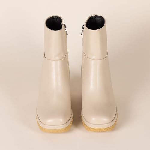 Image of Amazon Essentials Women's Platform Ankle Boots with Square Toe, Faux Leather