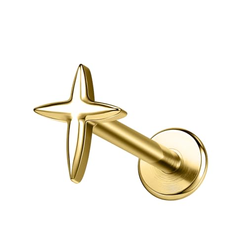 AoedeJ G23 - Pendientes de titanio con parte trasera plana de 16 g para cartílago para mujer, hipoalergénicos, con rosca interna, para labret hélice, tragus, caracola, joyería, Titanio, Circonia