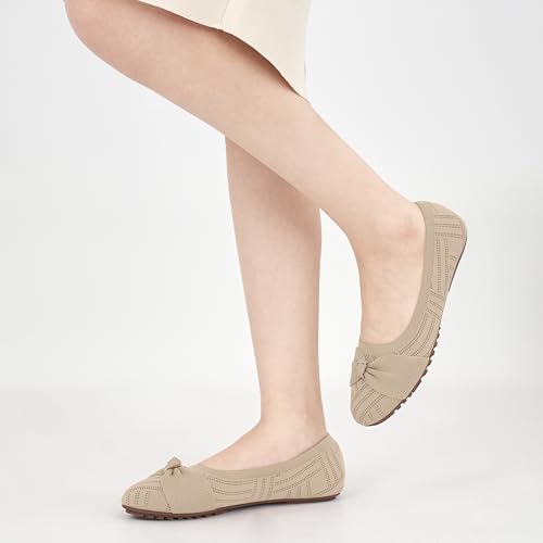 Ablanczoom Ballet Flats Shoes for Women: Dressy Round Toe Bow Knit Flats Comfortable Slip On Dress Shoes for Work Business Wedding 6