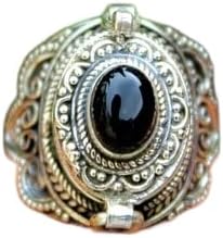 Black Onyx Ring, Poison Box Ring, Poison Ring, Black Stone Ring, Oval Stone Pillbox Ring, Antique Poison Ring, Locket Ring, Wedding Ring, Poison Pill Box, Openable Box Ring, Black Onyx Jewelry