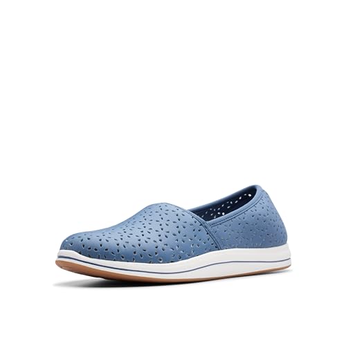 Clarks CloudSteppers Women's Breeze Emily Loafer, Blue Textile, 9 Medium US