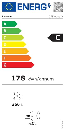 Foto von Siemens GS58NAWCV iQ500 Gefrierschrank Freistehend 191 x 70 cm, 366 l, noFrost - nie wieder abtauen, bigBox für großes Gefriergut, varioZone - flexible Schubladen und Glasablagen, Weiß