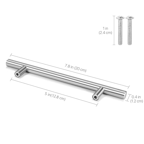 Flexzion Silver Cabinet Handles, 8 in, 5.03 in Centers, Stainless Steel - image 3