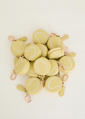 Tennis Ball Shaped Mini Coin Purse, Yellow pouch, fun Keychain Wallet with Embroidered Design, Fashion Accessory for Women man (Tennis-shaped) - Thumbnail 3