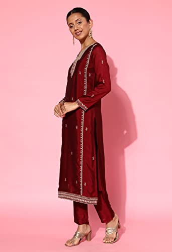 Image of LYMI LABEL Kurta Palazzo Set For Women - Poly Georgette Foil Printed Regular Fit A-Line Kurta Palazzo Set For Women