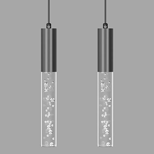 Howskys Black Modern Pendant Lights, Integrated Led 3000K Warm Light Bubble Acrylic Pendant Lamp, Illuminated Ceiling Pendant Lights Over The Kitchen Island Sink(2 Pack) #TOP15