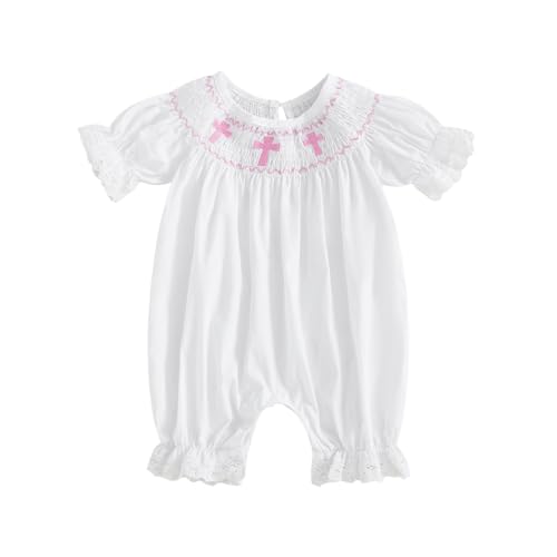 Lamuusaa Baby Girl Baptism Outfit Romper Jumpsuit