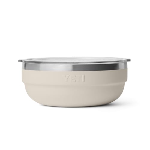 Image of YETI Rambler Low Bowl, Vacuum Insulated, Stackable and Nestable Stainless Steel Bowl with Lid, 1.6 Quart, Cape Taupe