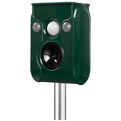 FAYINWBO Latest in 2022 Ultrasonic Animal Repeller.Cat Repellent Outdoor ,Solar Animal Repeller. with Flashing LED Lights Siren Green T01 0 Cover