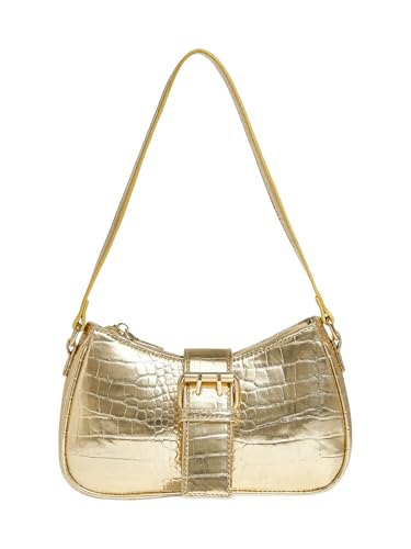 GORGLITTER Women's Y2K PU Leather Shoulder Bag Metallic Buckle Trendy Handbags