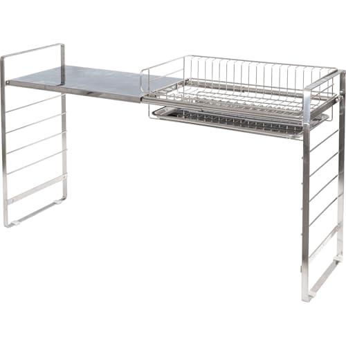 【Amazon.co.jp限定】和平フレイズ 道具が置ける 水切り ベースラックセット 幅80cm~95cm ステンレス 水切りかご 水切りラック 新生活 AMG-0620
