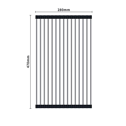Roll-Up Dish Drying Rack, Over Sink Drainer Rack, Foldable Dish Drainers with Non-Slip Silicone and 304 Stainless Steel Pipe - Image 2