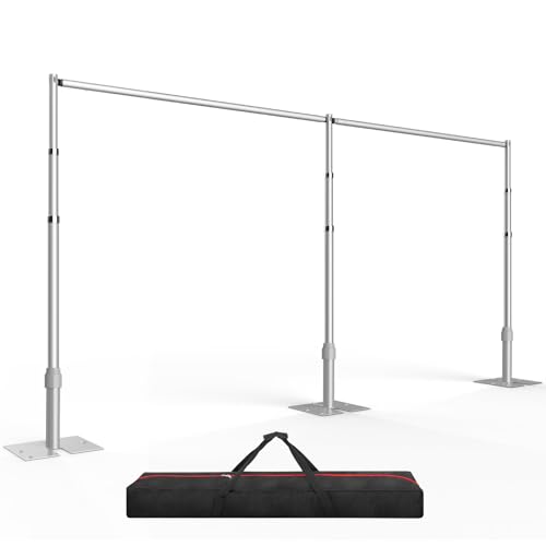 EMART Backdrop Stand Heavy Duty 10ftx20ft, Adjustable Pipe and Drape Photo Background Support Kit, Metal Frame with Flat Base for Wedding Birthday Party Banquet Decorations