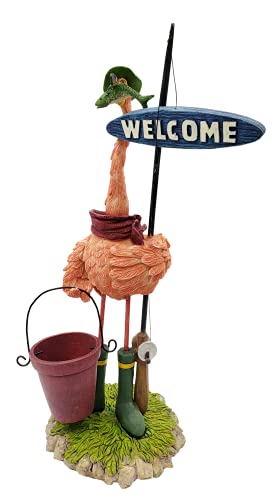 C&F Garden Decor Outdoor Polyresin Pink Bobble-Head Flamingo Statue G115 13" H #TOP1