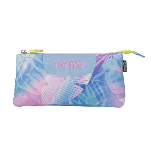 TOTTO - Estojo escolar 3 compartimentos, modelo de placa, estojo grande, dimensões 22 x 11 x 3,5 cm, um fecho, tecido resistente e repelente a líquidos, estampado prisma