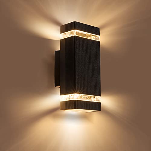 Aranzyec Outdoor Wall Lights Mains Powered, Aluminium Up Down Outside Wall Lights, Max 35W GU10