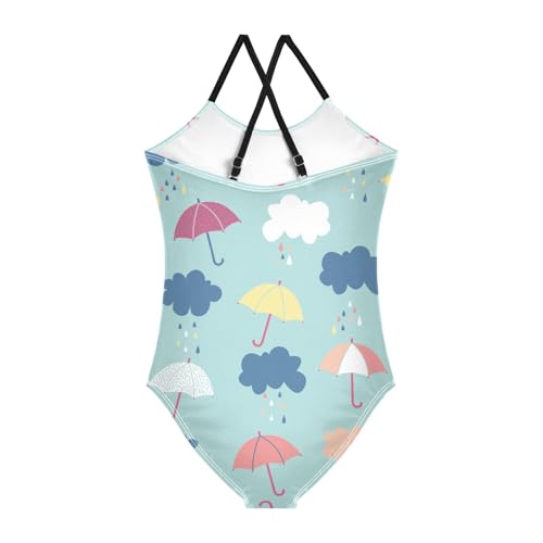 Cute Umbrella Rain Cloud Girls Swimsuit One Piece Bathing Suit for Baby Girls' Swimwear 3-10T2