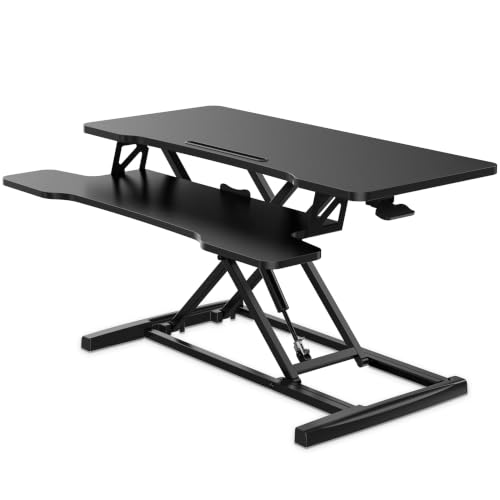 Image of FITUEYES Height Adjustable Standing Desk 36 inch Wide Sit to Stand Converter
