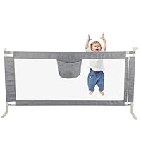 OHMG Bedleuning, 200 cm, veiligheidsrooster voor kinderen, in hoogte verstelbaar, draagbaar, verticaal heffen, veiligheidsrooster tegen vallen
