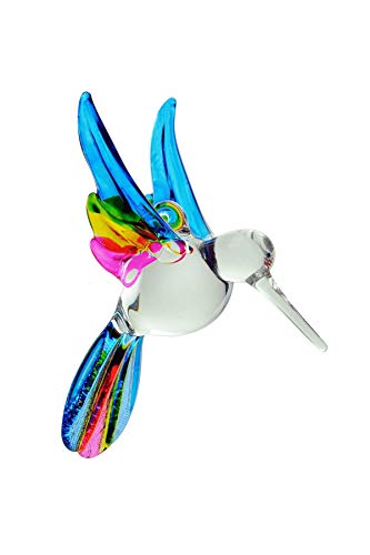 Glass Hummingbird Figurine Ornament. Hand Blown Hanging Suncatcher Collectable. Crystal Castle® Multi-Colors.