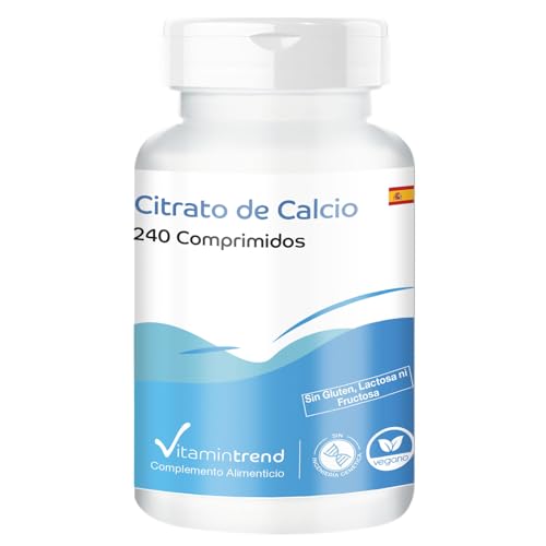 Citrato de calcio 300mg – vegano – sin estearato de magnesio – 240 tabletas – paquete grande - para huesos y dientes sanos | Vitamintrend®